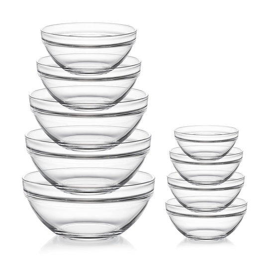 Sweejar Glass Mixing Bowls Set(set of 9),Nesting Bowls for Space Saving Storage,Great for Cooking,Baking,Prepping,Stackable Bowl Set…
