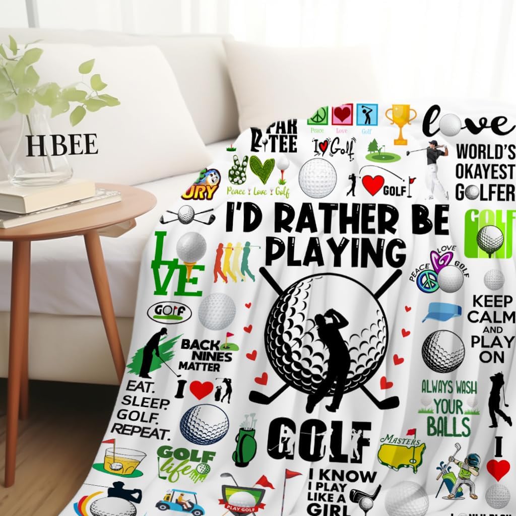 Golf Blanket Gifts Merch for Men Women Soft Flannel Golfing Theme Decor Blanket Stuff Bedding Gifts for Golf Lovers Boys Girls Men Women Adults 80"X60"