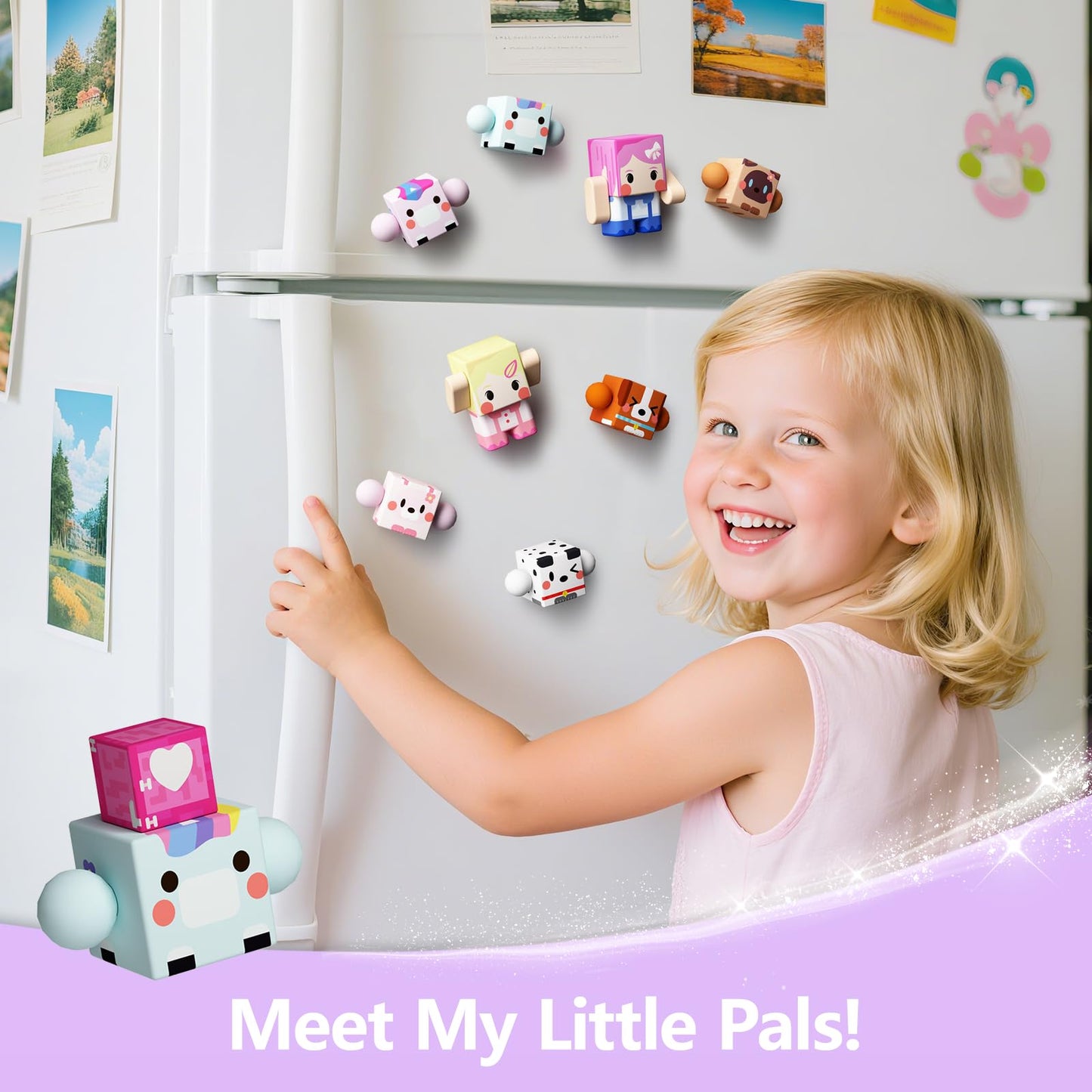 GobiDex 8PCS Magnetic Figures Playset Rotatable Animal & Character Toys for Kids, Toddlers Sensory Pretend Play Travel Toys Compatible with Magnet Blocks