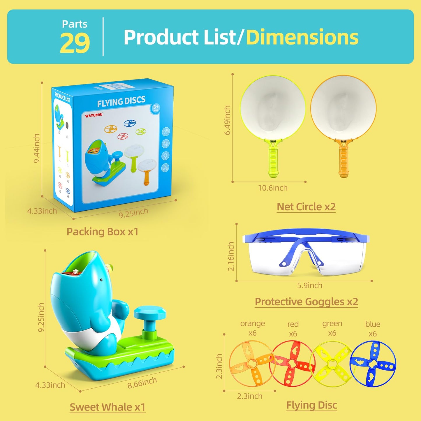 WATUDOU 24 PCS Flying Disc Launcher Outdoor Indoor Game Toys Gifts for 3 4 5 6 Year Old Kids, Outdoor Outside Game Toys for Kids Boys Ages 3-5 4-8, Ideal 3 4 5 6 Year Old Boys Birthday Gifts