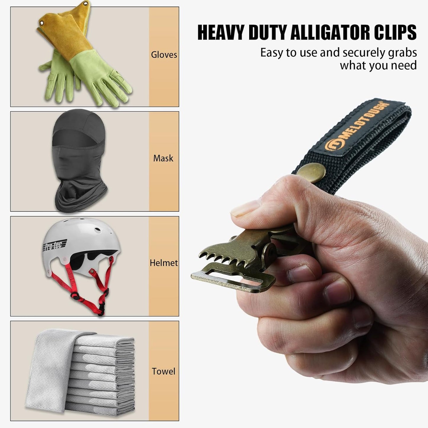 MELOTOUGH Glove Clip Tactical Glove Clips Work Glove Holders Strap with Alligator Clip for Tool Belt,Tool Bag,Tool Backpack