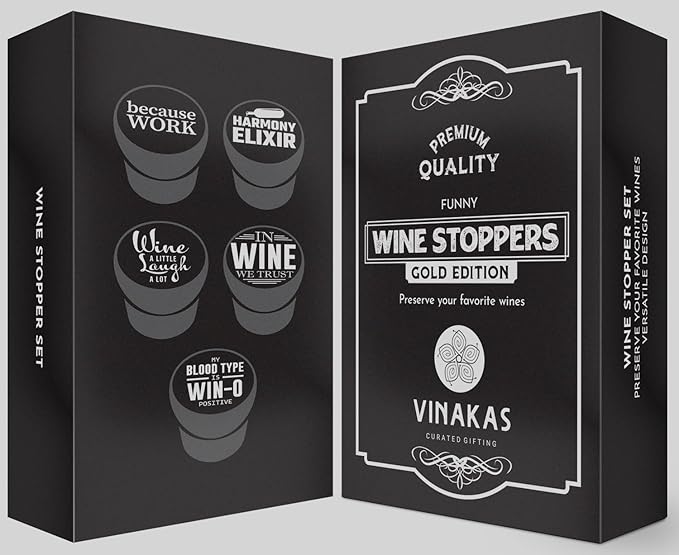 Silicone Wine Bottle Stopper Set – Funny Wine Caps, Spill-Proof & Airtight – Wine Unique Gifts for Women, Perfect Gifts for Mom & Wine Lovers