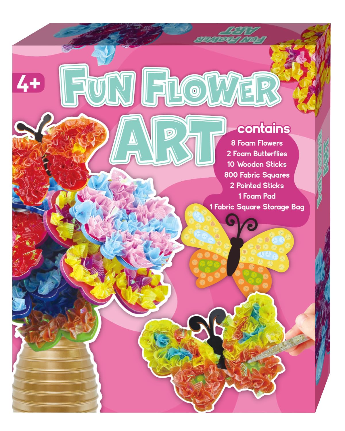 MUNDIDO Poke in Fun Art Flower Bouquet, Mess Free Paper Craft Kits for Kids, DIY Creative Activity Gifts for 6 7 8 9 10 Year Old Girls, Birthday Gifts for Girls Boys Age 5-12 Easter Basket Stuffers