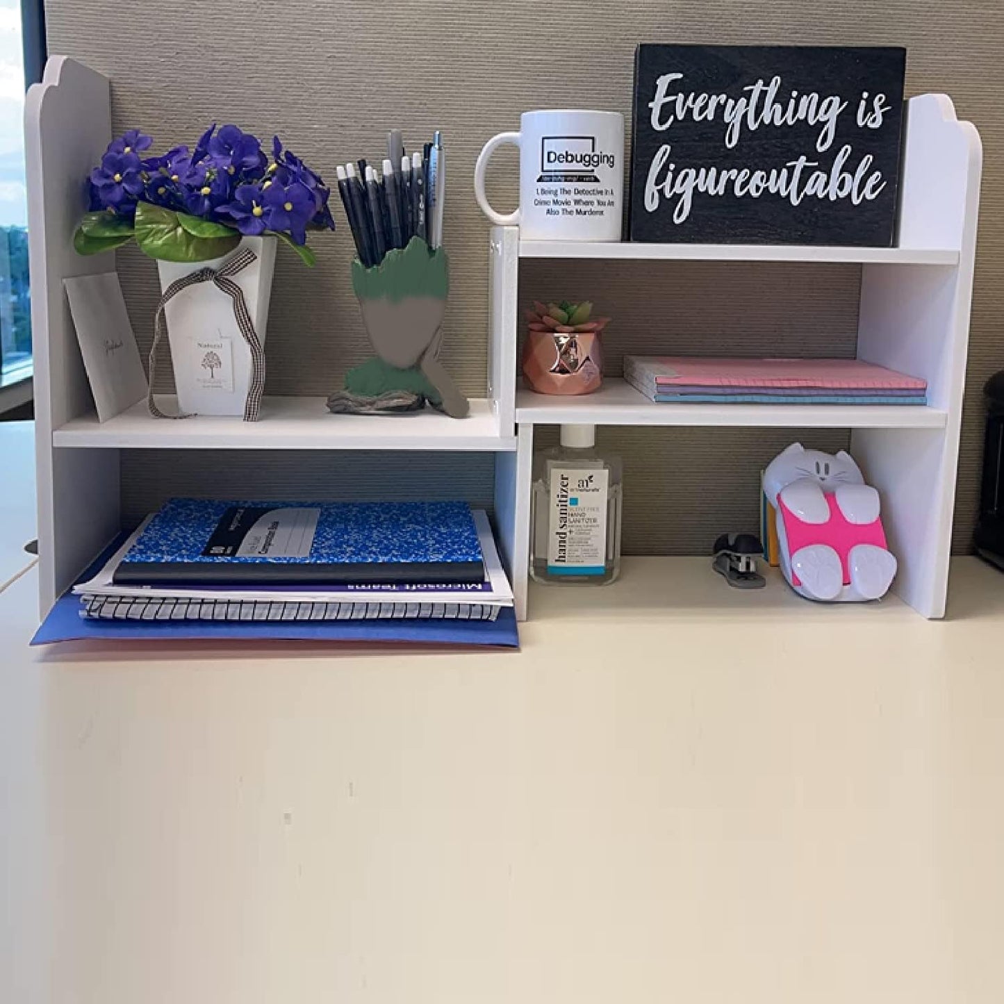 YGYQZ Small Bookshelf for Desktop Storage, Mini Cute Office Desk Shelves White Versatility Organizers for Women, Kids