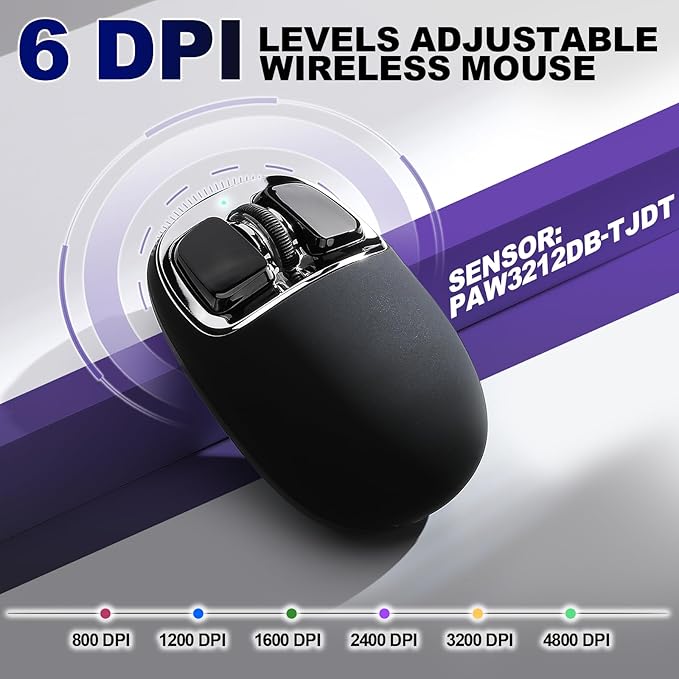 YUNZll C1 Silicone Wireless Mouse, Tri-Mode 2.4G/USB-C/Bluetooth Mouse, 4800 DPl Optical Tracking, 6 Adjustment Levels,Customize Mice for Laptop, Computer, iPad, MacBook (Black Silver)