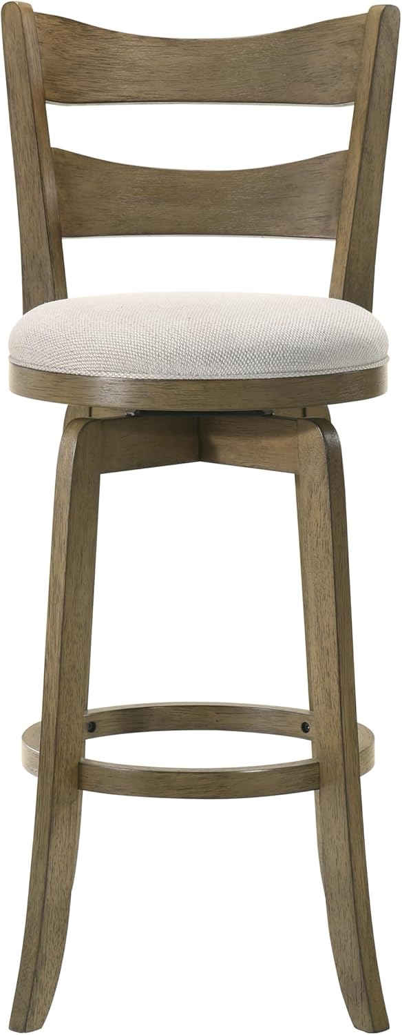 Armen Living Blair 26 in. Putty Brown Counter Height Rubberwood Swivel Barstool with Cream Fabric Seat