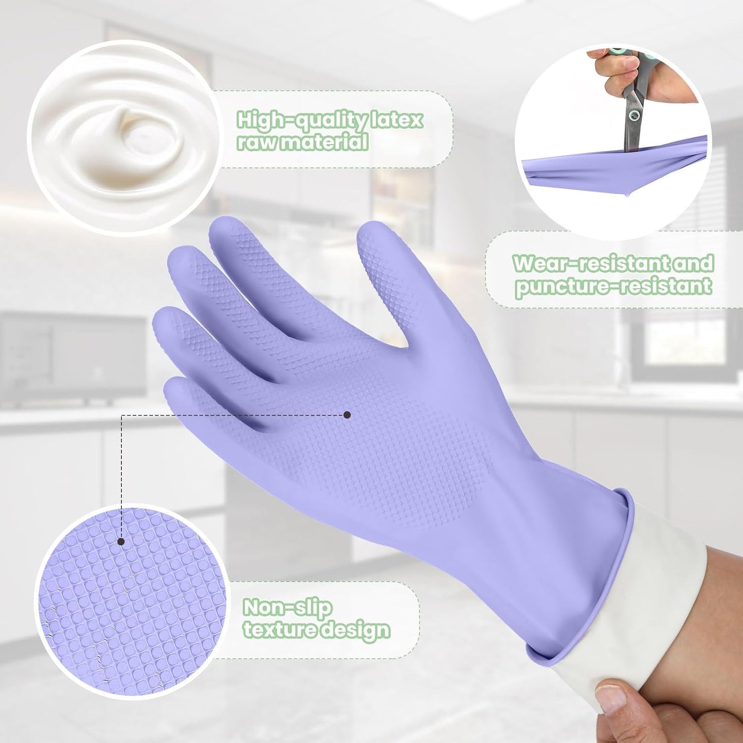 Rubber Kitchen Dishwashing Gloves, 4/5 Pairs Eusable Cleaning Gloves for Washing Dishes, Household Cleaning, Pet Care