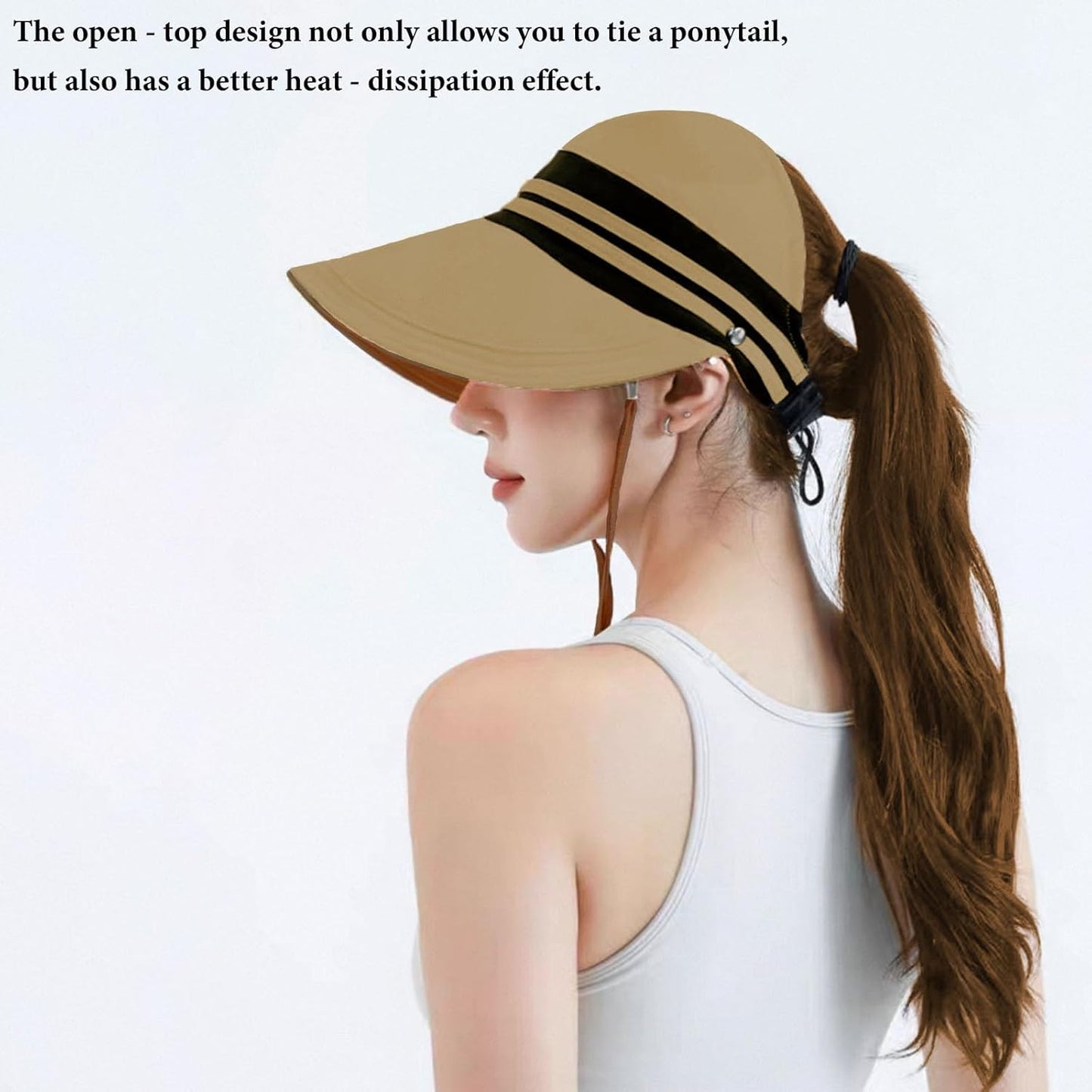 Sun Hats for Womens Wide Brim UV Protection Fishing Hats Packable Reversible Hollow Top Hat with Ponytail Beach Travel Hats