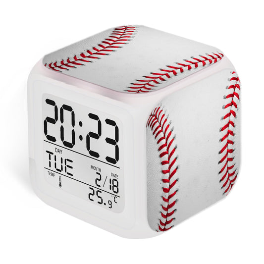 ZonleeApex Baseball Ball Alarm Clock for Boys Girls, Baseball-Themed Kids Alarms, Digital Desk Clock, Battery Operated with 7 Color-Changing LED Decor (3.15x3.15x3.15 inch)