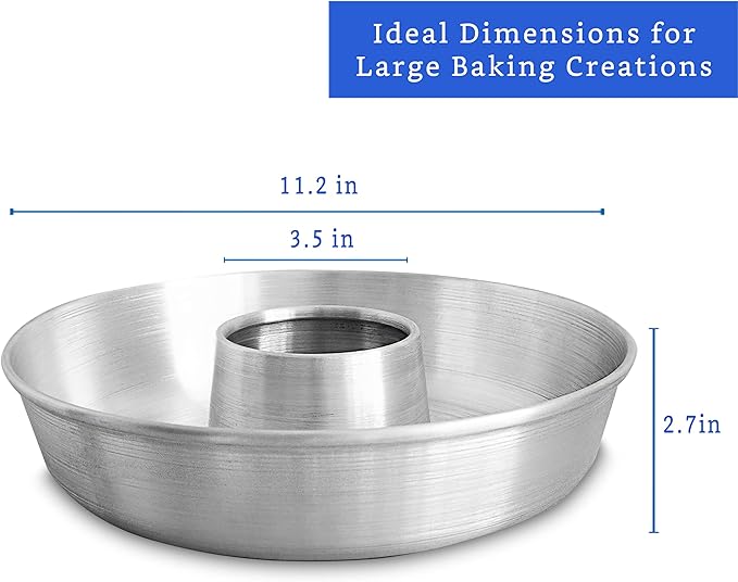 Aluminum Ring Cake Pan (11.2 in) - Fluted Tube Pan for Baking Pound Cake - Flan Mold - Molde para Chocoflan and Pasteles