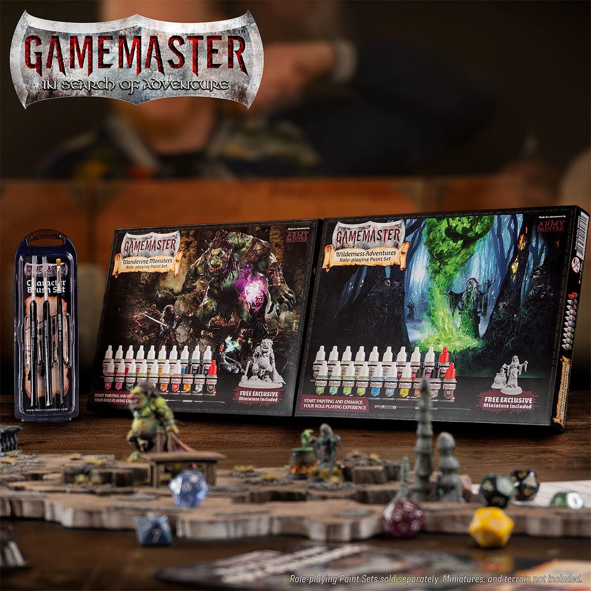 The Army Painter Gamemaster Character Brush Set - Precise Detail Brush Set Include 1 Small Detail Brush, 1 Monstrous Brush, 1 Drybrush Fine Detail Paint Brush, Small Paint Brush for Miniature Painting