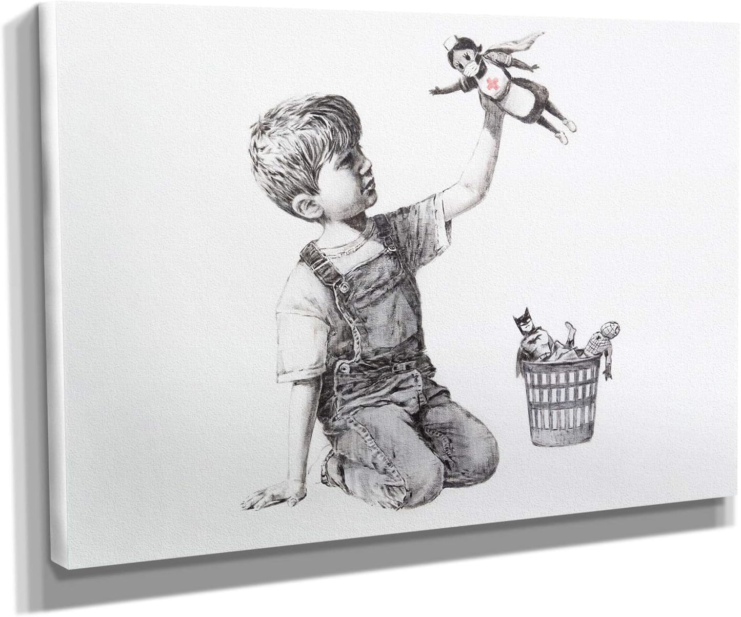 Banksy Super Nurse Hospital Canvas Art Wall Art Home Decor - Various Sizes (24in x 18in Gallery Wrapped)