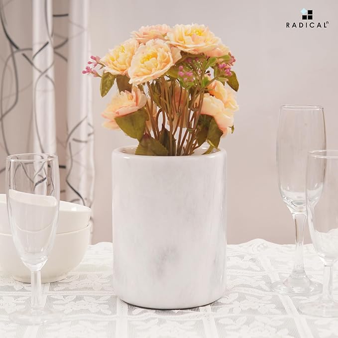 Radicaln Marble Utensil Holder 6.5" Inches White Handmade Spoon Holder for Kitchen Counter, Ideal Kitchen Utensils Set Organizer, Farmhouse Kitchens Decor & Accessories, Cooking Utensil Storage
