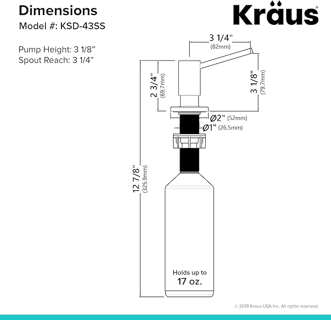 KRAUS Kitchen Soap and Lotion Dispenser in Stainless Steel, KSD-43SS