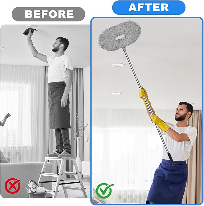 Storystore Ceiling Fan Cleaner Duster with Extension Pole, Adjustable from 13 to 49.7 Inches, Removable Fan Blade Cleaner (Grey)