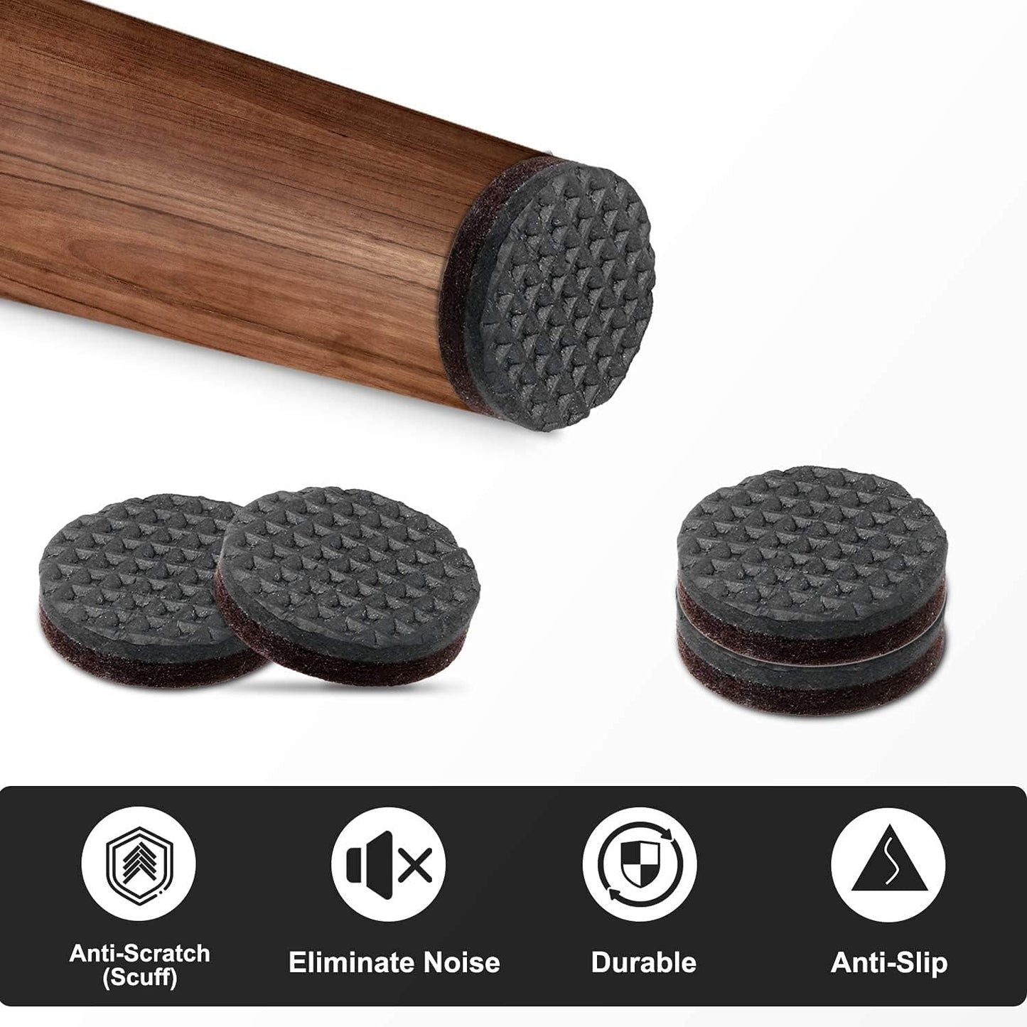 Yelanon Non Slip Furniture Pads -38 pcs(1+2+3)" Furniture Grippers Hardwood Floors, Non Skid for Furniture Legs,Self Adhesive Rubber Feet, Anti Slide Furniture Protector for Keep Couch Stoppers