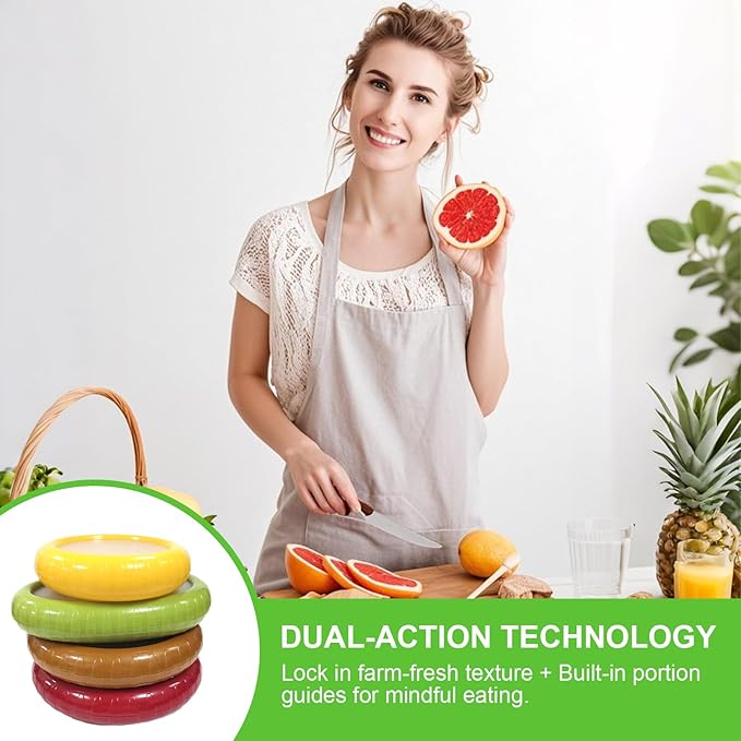 Silicone Food Storage Containers Avocado Saver for Fridge Onion Storage 4-Piece Set Reusable Anti-Oxidation Box Perfect for Vegetables Fruits Lemons Garlic Tomatoes Potatoes