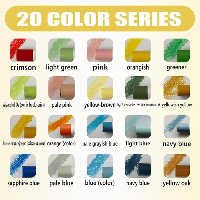 Wood Filler Sticks, 20 Colors Wood Repair Wax Crayons Furniture Markers Touch Up Kit for Repairing Scratches, Dents, Cracks, Holes in Floors and Furniture, Color Series
