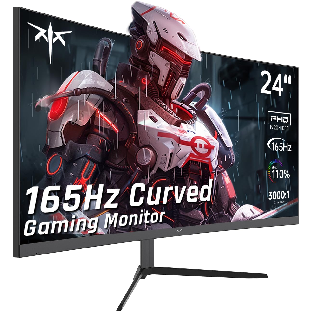 Ktc 24 Inch Curved Gaming Monitor, 165Hz Fhd 1080P Frameless Computer Monitor, Freesync/G-Sync Support, 99% Srgb, 3000:1 Contras