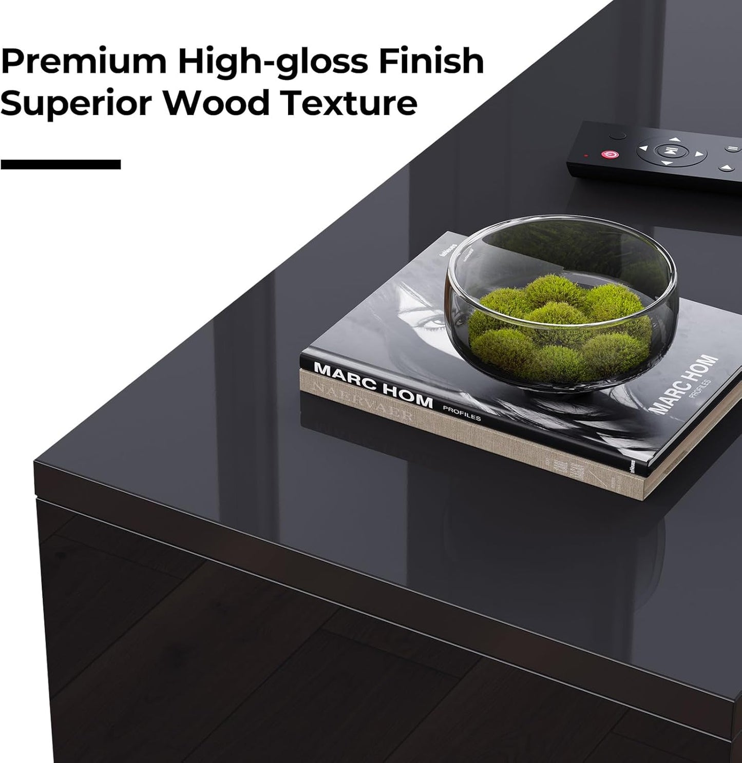 Rolanstar TV Stand with Power Outlet, Floating TV Stand with RGB Lights, 55.1" Wall Mounted TV Shelf, Glossy Black Media Console with Storage Shelf, Entertainment Under TV for Living Room, Bedroom