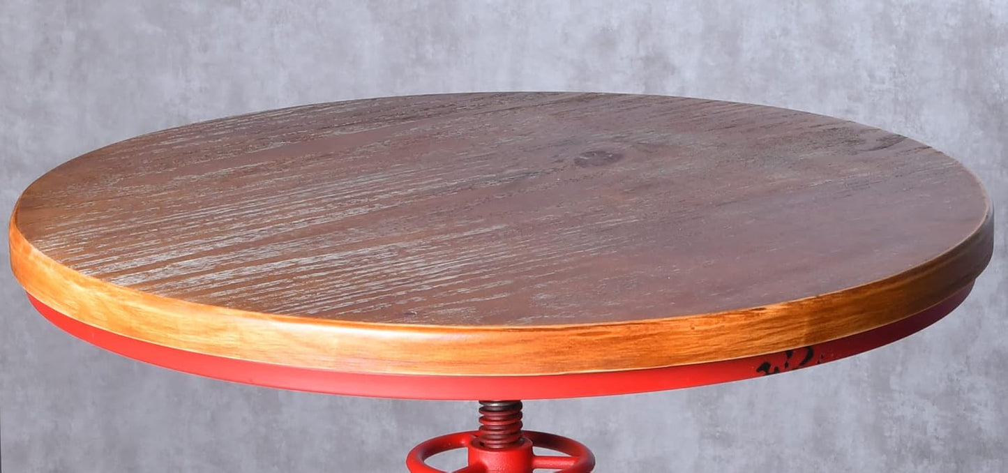 Topower Industrial Bar Table 38.58-48.43" Adjustable Pub Table Kitchen Dining Coffee Bistro Table Antique Red