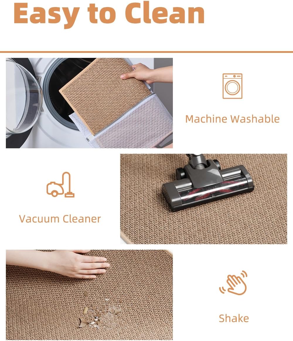 PADOOR Non-Slip Bath-Mats for Bathroom, Rubber-Backing Braided Absorbent Bathroom Mat Machine Washable Thin Bathroom Rugs Fit Under Door Quick Dry Bath Rugs for Floor, 17''x30'' Beige