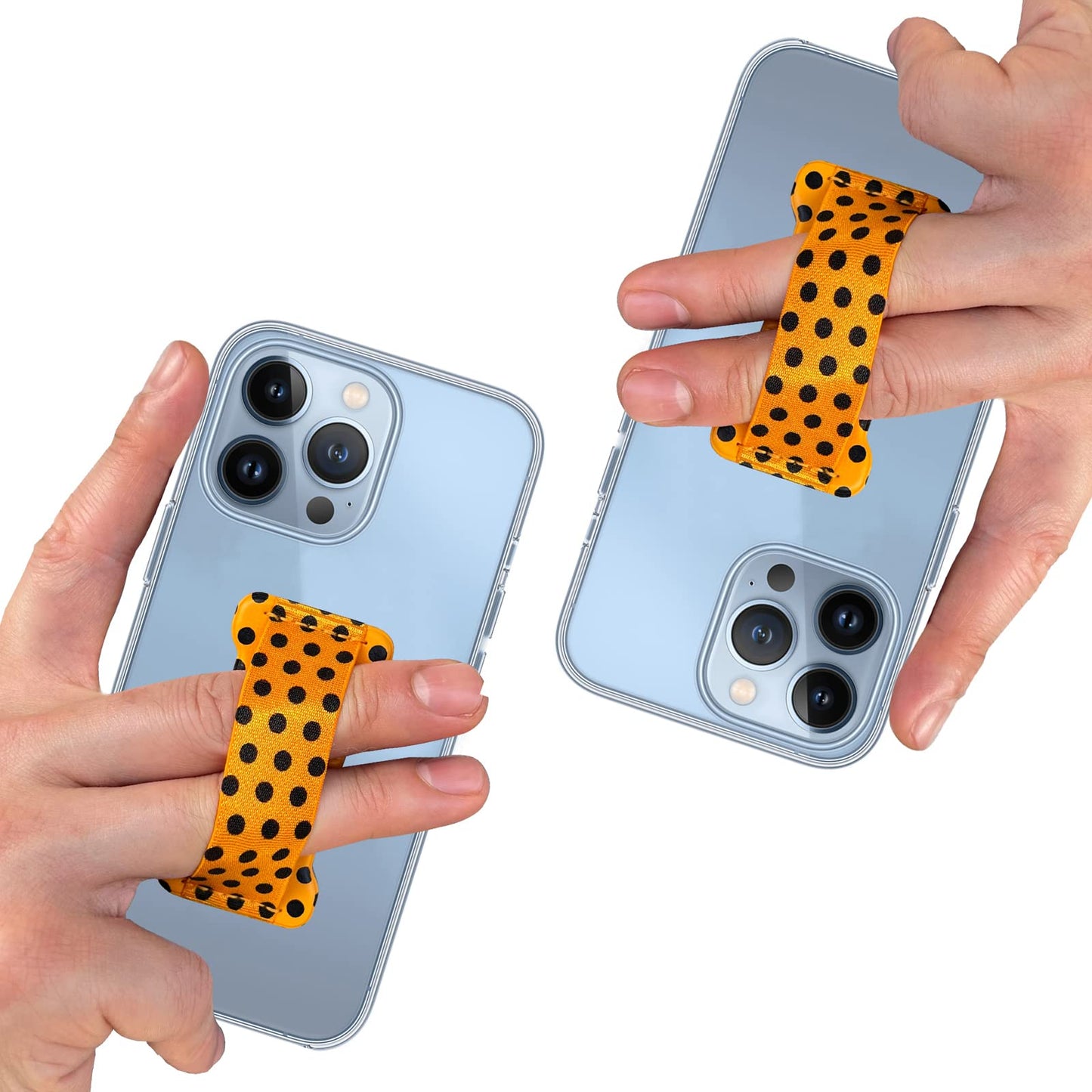 Wuoji Phone Grip Holder For Hand, Universal Finger Strap Phone Holder, Finger Selfie Grip Compatible With Most Smartphones (Blac