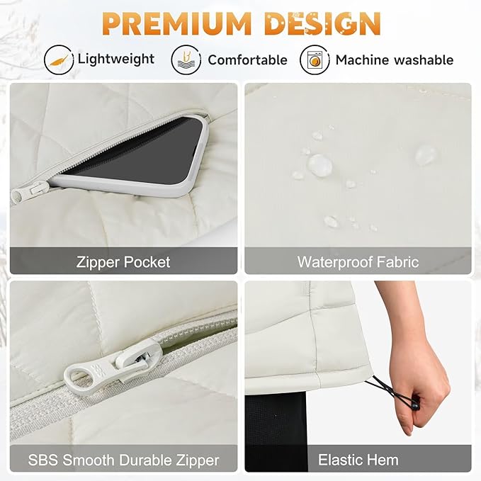 KOVNLO Heated Vest for Women With Battery Pack Included, Smart Button with Light-out Design, Electric Heated Jackets