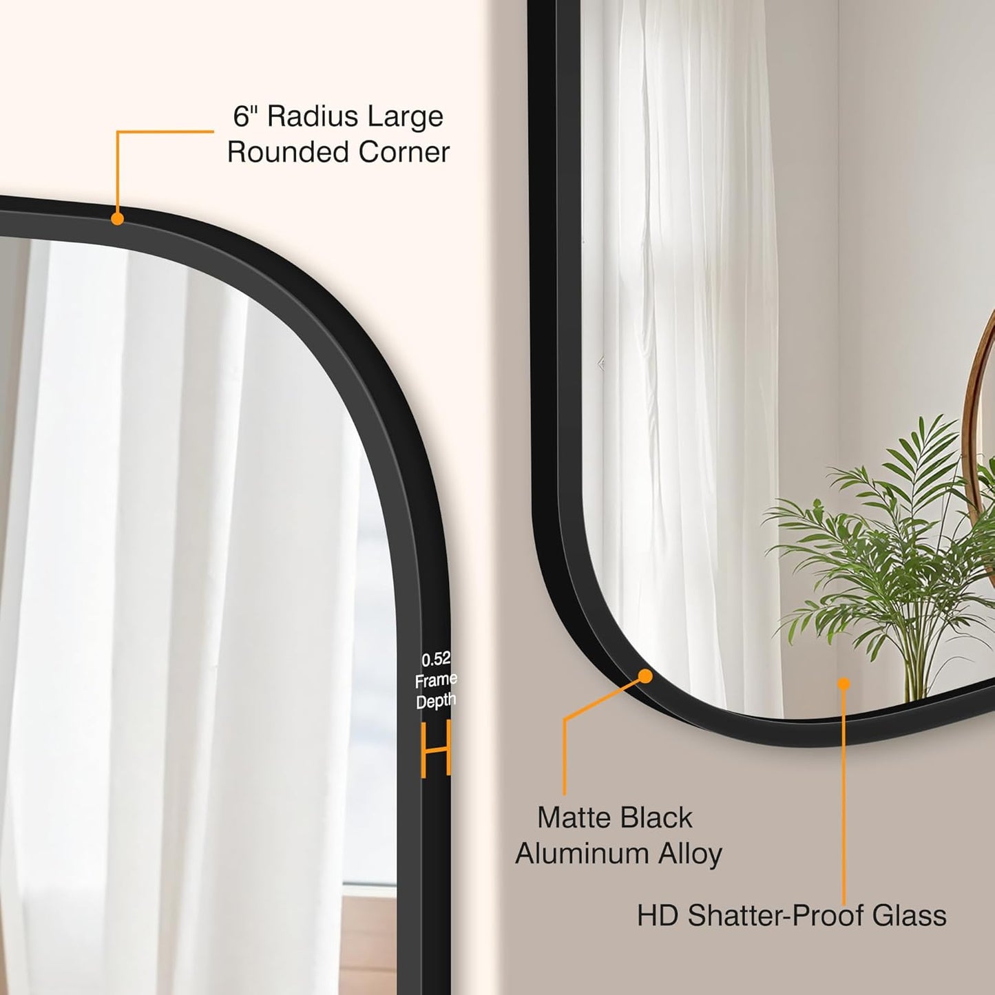 Bathroom Mirrors for Over Sink, 24x36 Black Vanity Mirror for Bathroom Sink, HD Shatterproof Squircle Wall Mirror for Bathroom Washroom Lavatory Restroom Metal Frame