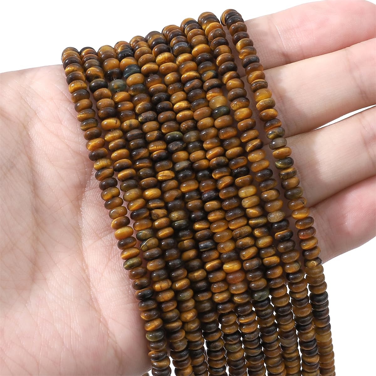 BEADIA Natural Yellow Tiger Eye Disk Stone Beads 4x2mm 160pcs Rondelle Loose Semi Gemstone Beads for Jewelry Making Design