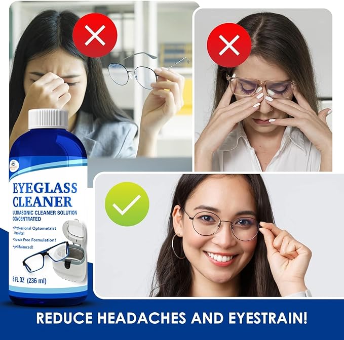 NORTHWEST ENTERPRISES Ultrasonic Eyeglass Cleaner Solution. Concentrated Ultrasonic Glasses Cleaner for use in Sonic and Ultrasonic Machines. (1)