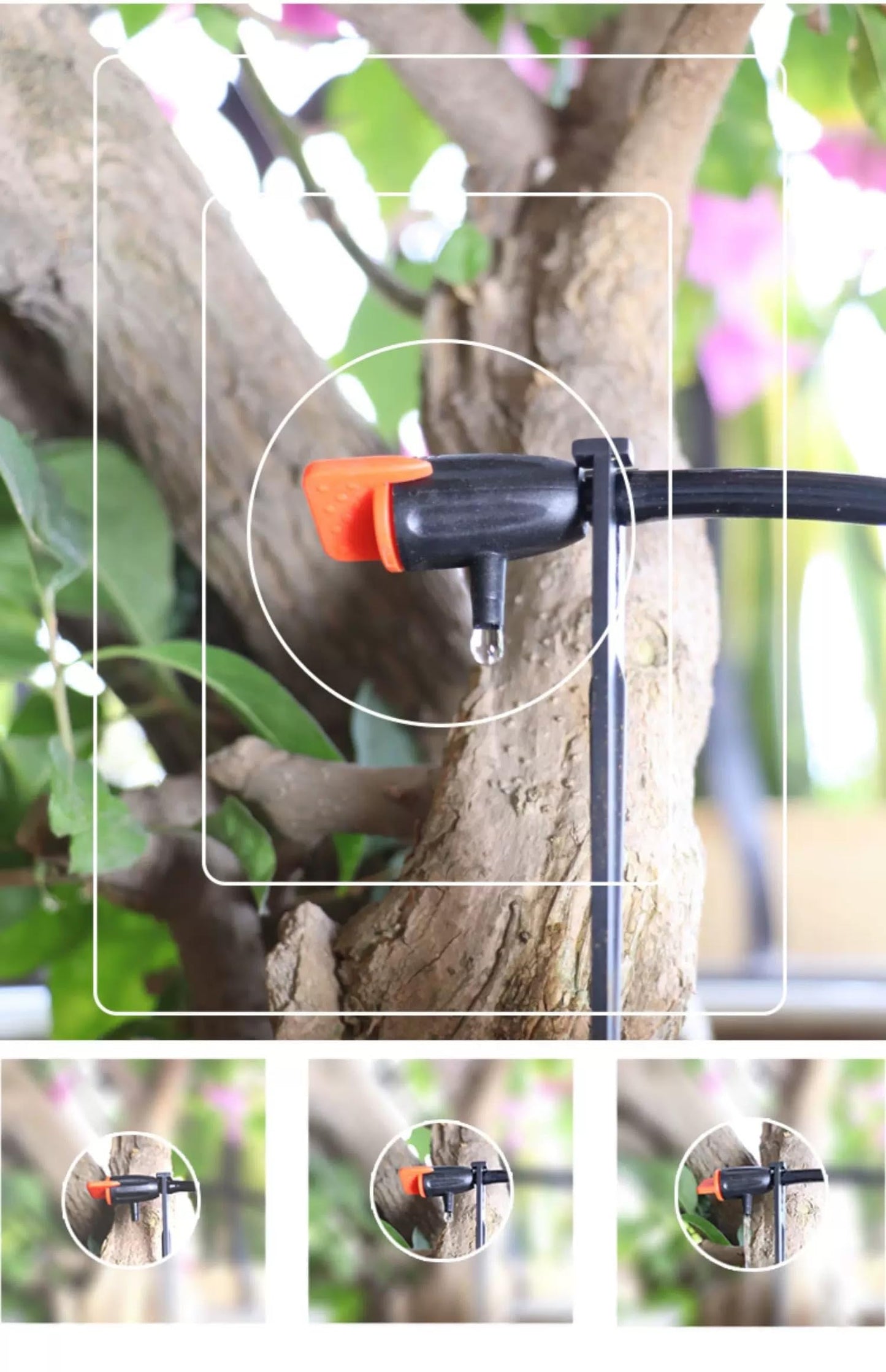 60PCS Garden Irrigation Dripper,Drip Emitters for 1/4" Drip Irrigation Tubing with Support Stakes, Adjustable Water Flow Drippers Watering Dripper Sprinkler for Watering System for (4-7mm) Hose (60)