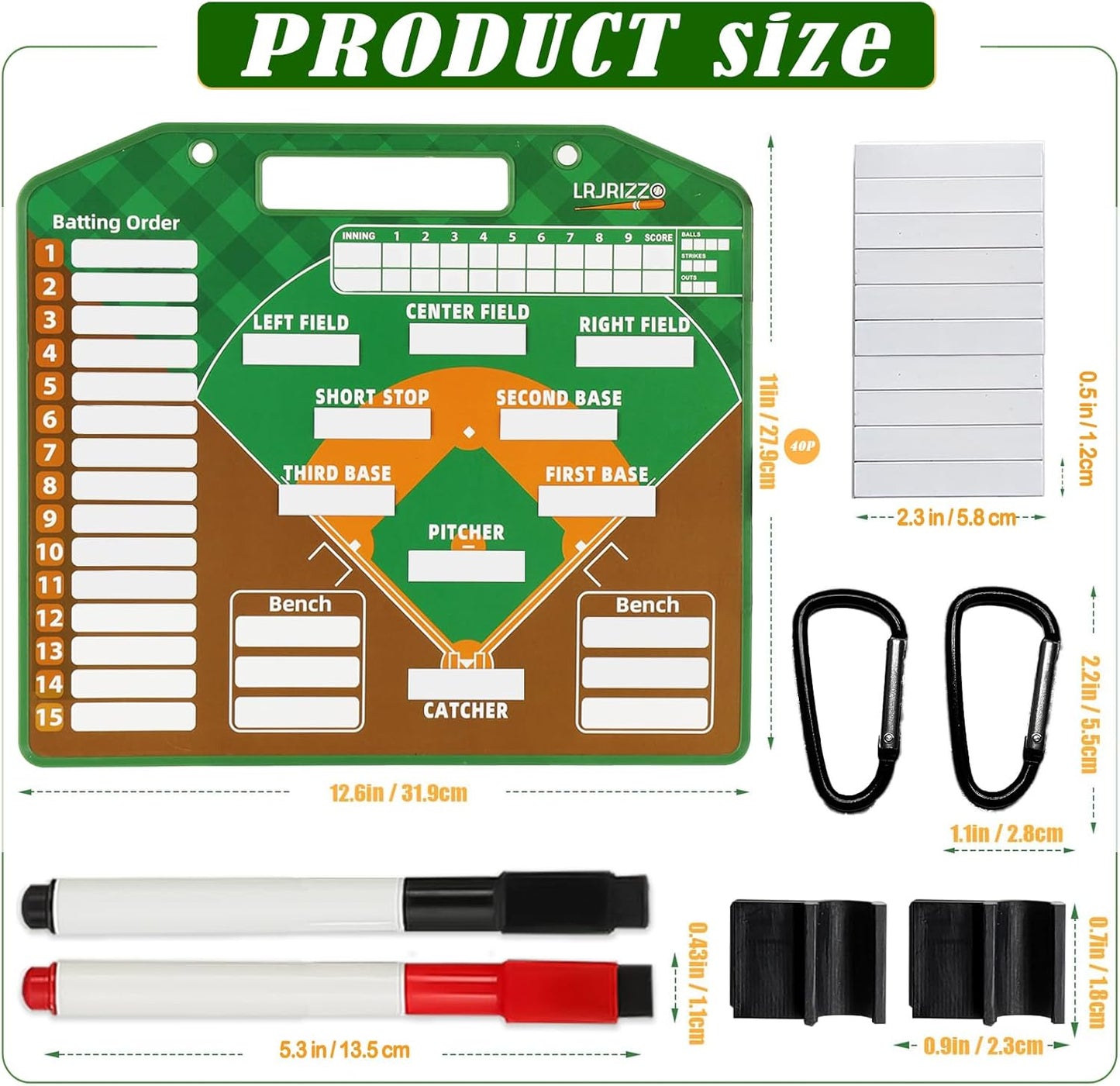 Magnetic Baseball Lineup Board，Baseball Lineup Cards Baseball Lineup Board for Dugout Baseball Clipboard for Coaches Softball Lineup Cards Marker Boards Baseball Coaching Accessories (Brown)