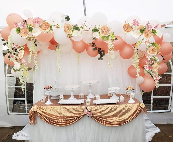 DearHouse 2Pcs Artificial Peony Flower Garland - Silk Peony Garland with Pink and White Flowers for Wedding Party Table Decoration,6ft/Strand