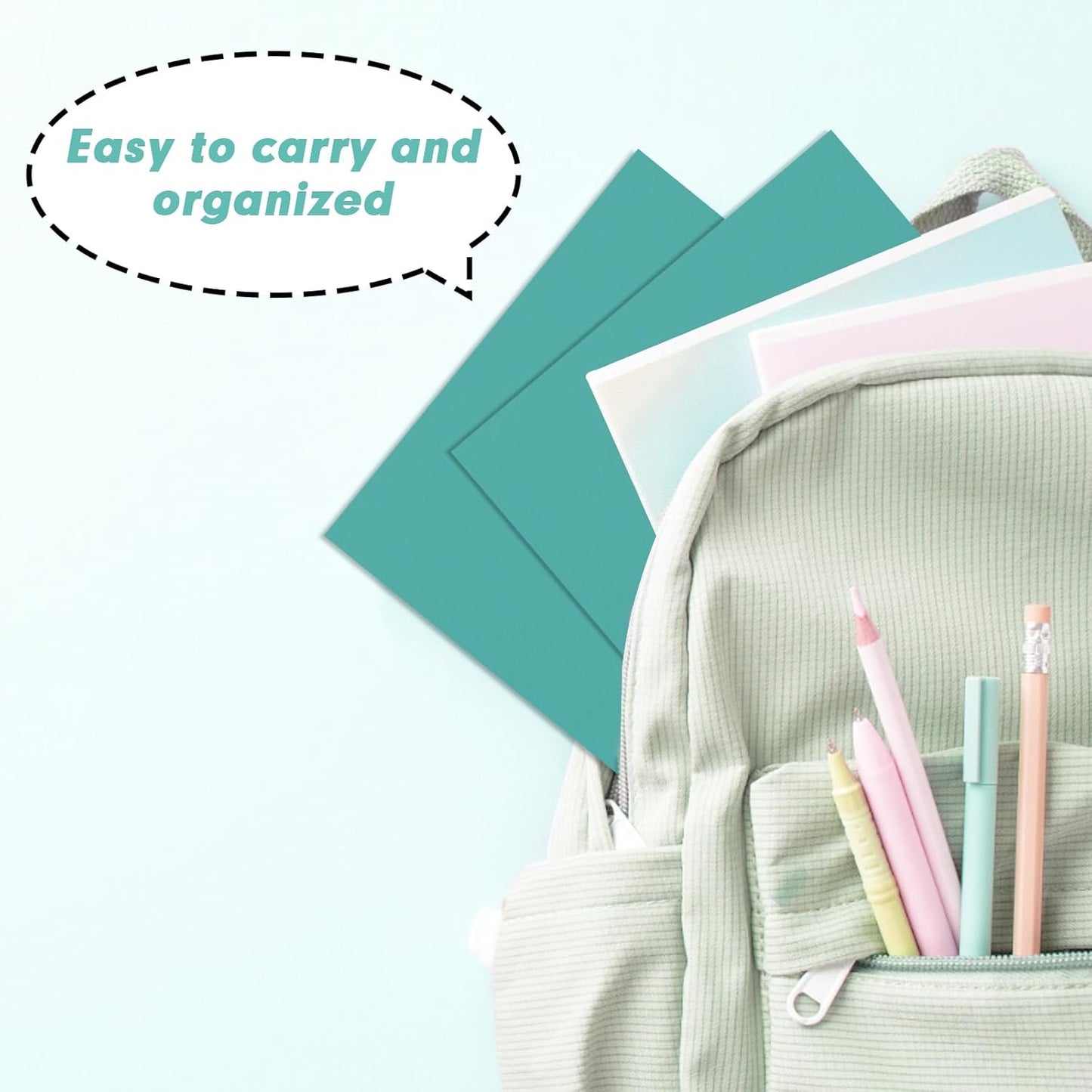 50 Pack 2 Pocket Folders - Letter Size, Turquoise