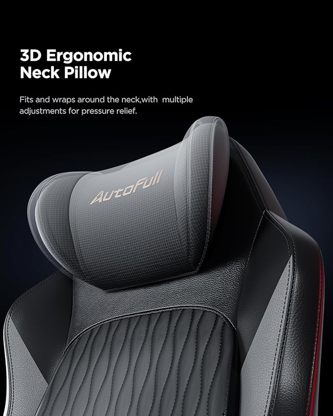 AutoFull M6 Gaming Chair, Ergonomic Office Chair with Ventilated Heating, AUTO Dynamic Tracking Lumbar Support, 6D Adjustable Armrests and Footrest (Black)