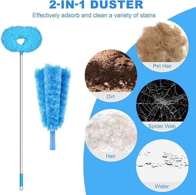 Storystore Ceiling Fan Cleaner Duster and Feather Dusters for Cleaning Dust and Cobweb(4-Claw and Round)