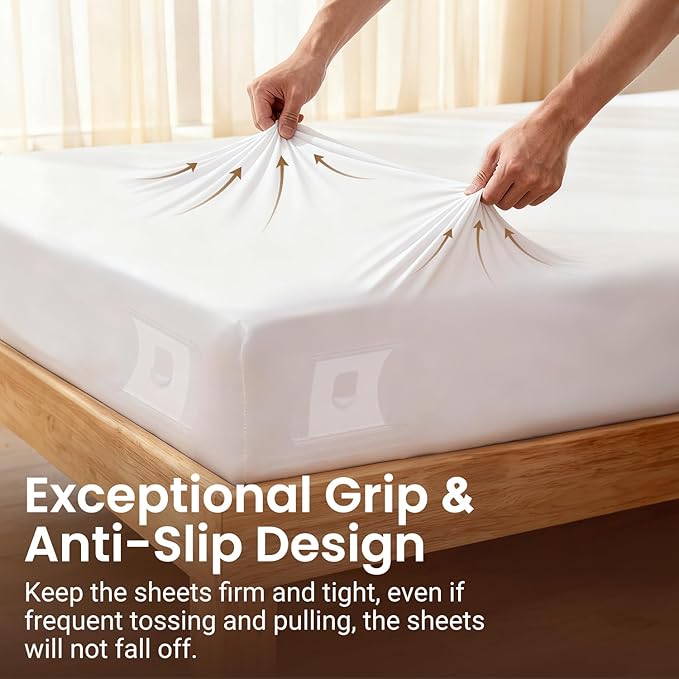 INSMART Sheet Holders - Bed Sheet Holder for Corners & Sides, Strong Elastic Sheet Straps & Grippers. Secures Fitted Sheet for Universal Fit Bed, Keep Sheets Tight All Night (Sheet Holders)