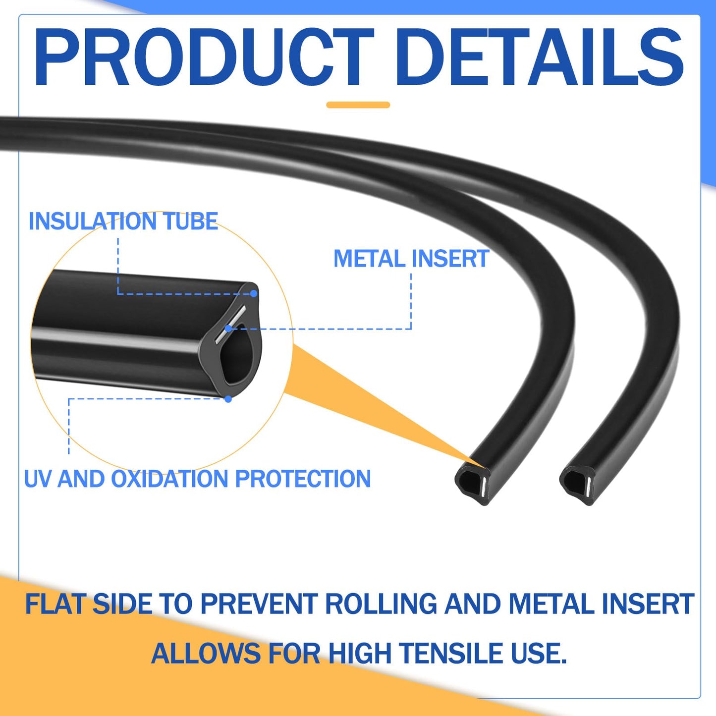 Pushglossy 20" Electric Fence Underground Wire Insulator Tubing Wrap Insulator Tube for Corner Post and End of Fence, Accommodates Wire Diameters up to 12-1/2 Gauge, Black, Aluminum Insert(20 Pcs)
