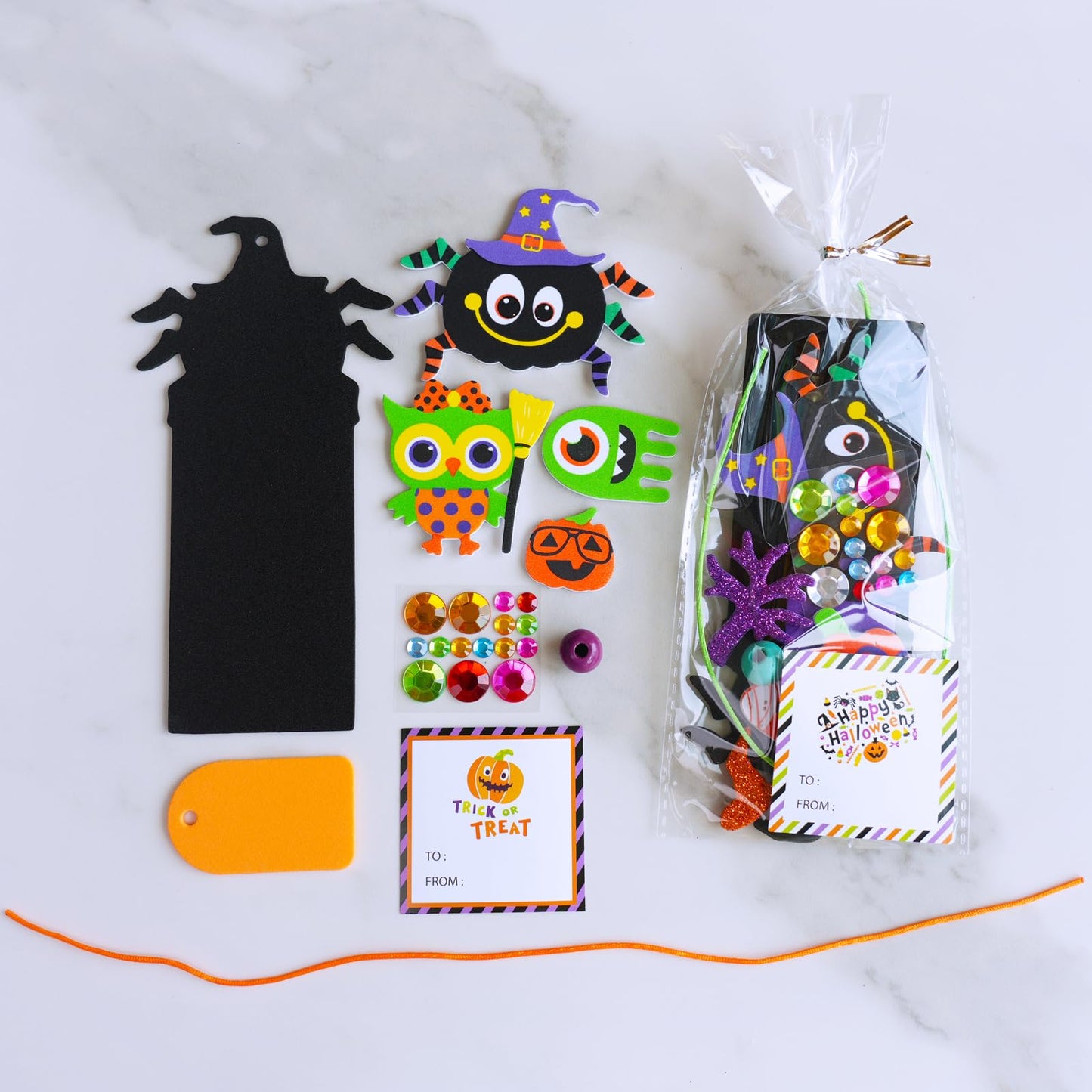 Winlyn 24 Sets Halloween Craft Kits Fall Crafts DIY Monster Spider Jack-O-Lantern Bookmark Ornaments Art Sets Foam Stickers Arts and Crafts for Kids Classroom Activities Party Favors Trick-or-Treaters