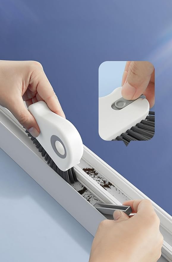 2 in 1 Groove Cleaning Brush，Multi-Functional Window Sill Cleaner Tool，ldeal for Cleaning Doors, Windows, and Tracks in Small Spaces Window Track Cleaner (2pcs)