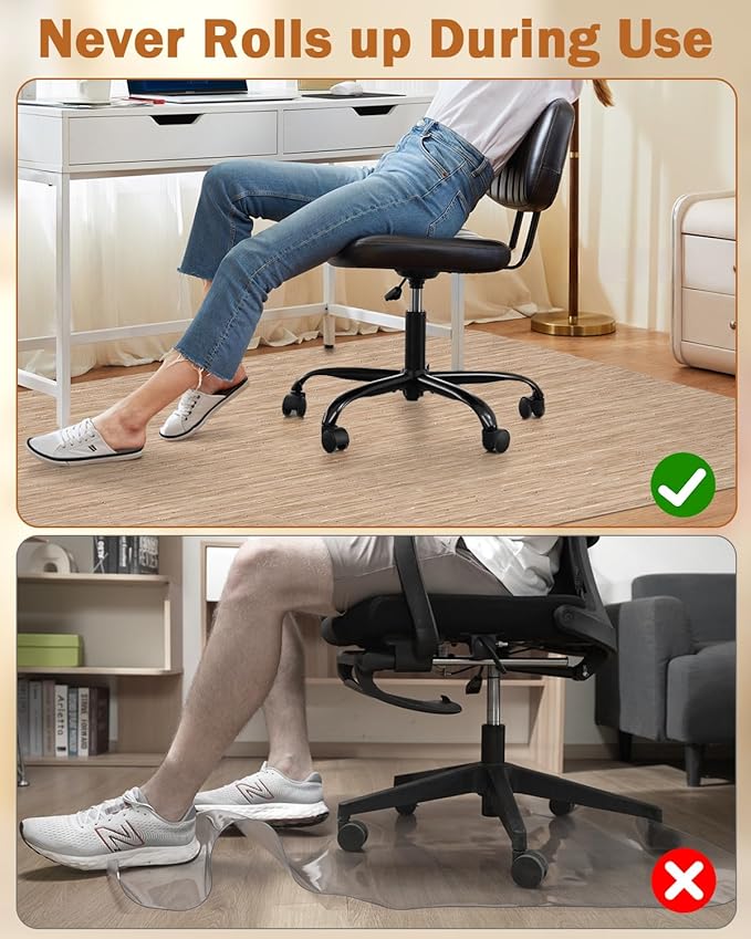 Blvornl Office Chair Mat for Hardwood Floor, 45"*53.1" Desk Computer Chair Mat, Large Anti-Slip Hard Floor Protector, PVC Mat Desk Rug for Office and Home, Red Brown