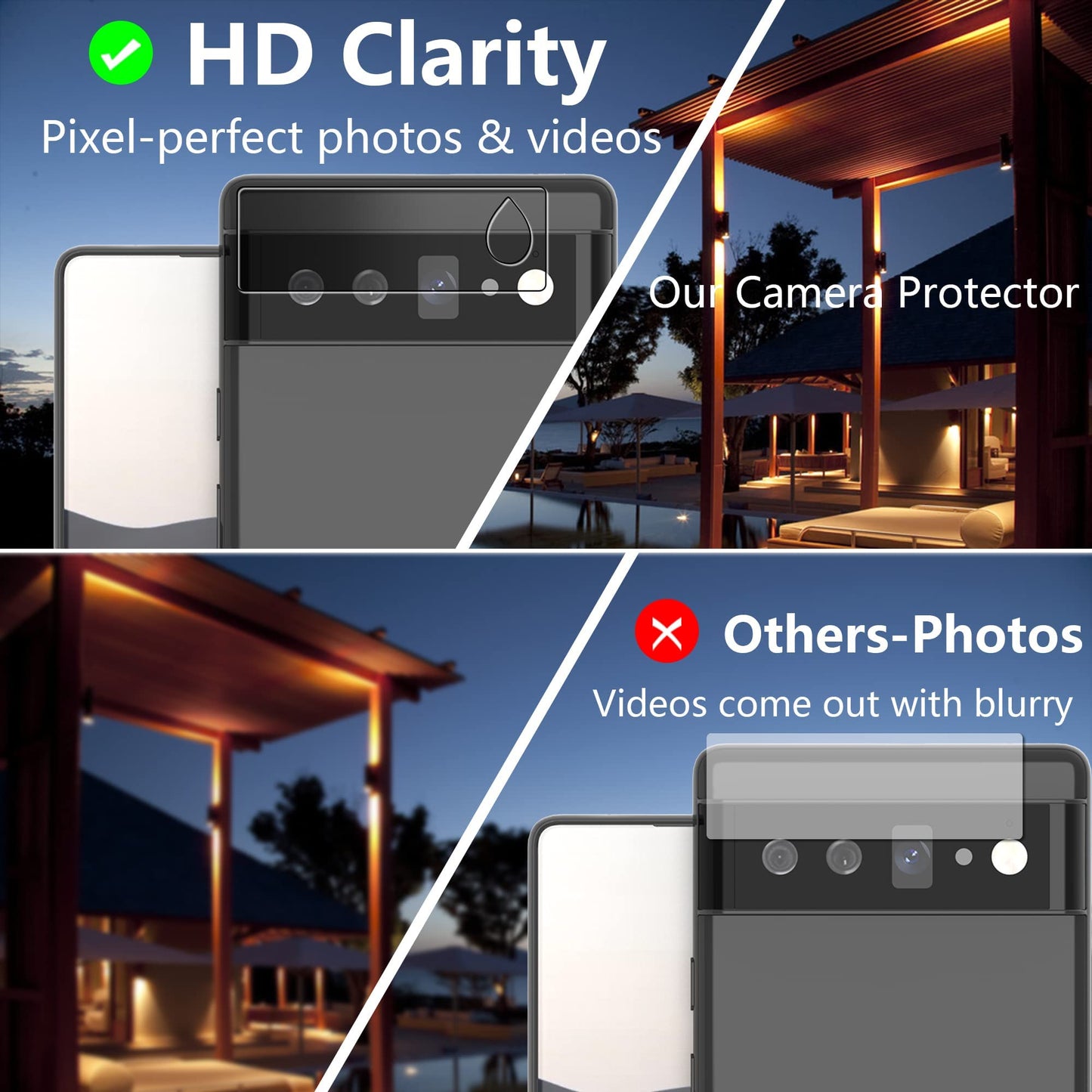 Aacl 2 Pack Tempered Glass For Google Pixel 6 Screen Protector+ 2 Pack Camera Lens Protector, [With Alignment][Fingerprint Unloc