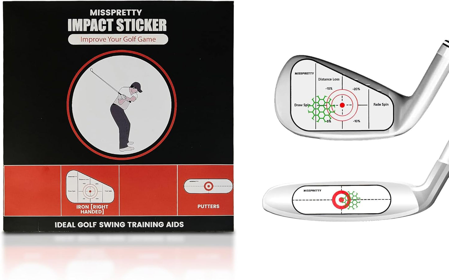 MISSPRETTY Golf Impact Tape Training aid Golf Club face Impact Stickers Can Effectively Improve Your Golf Skills Golf Impact Stickers Precise Force, Clearly Visible