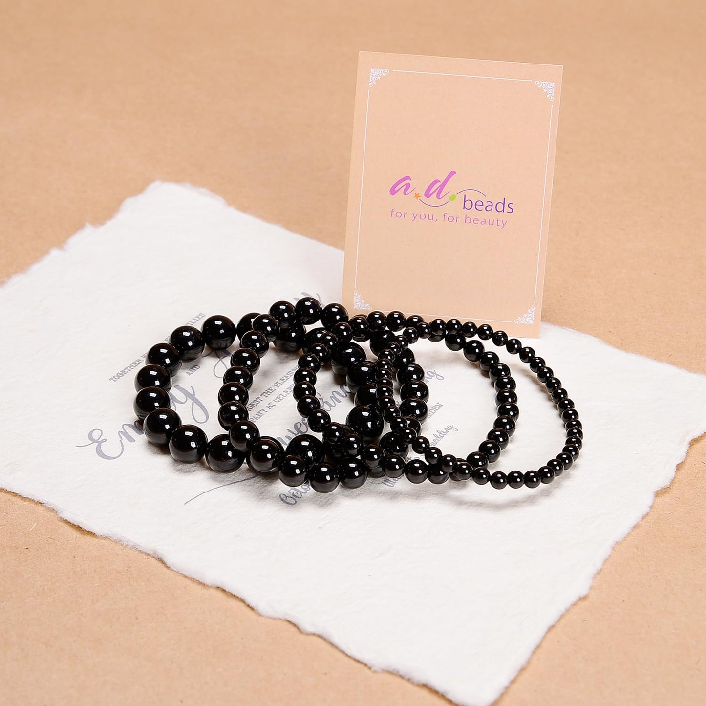 AD Beads Handmade Gemstone Stretch Elastic Bracelet Crystal Healing Reiki Nature's Beauty and Spiritual Essence Unisex (6mm, Black Tourmaline (Best Protection))