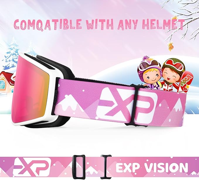 EXP VISION Ski/Snowboard Goggles Parent-child Snow Goggles Over Glasses for Men, Women Youth Kids