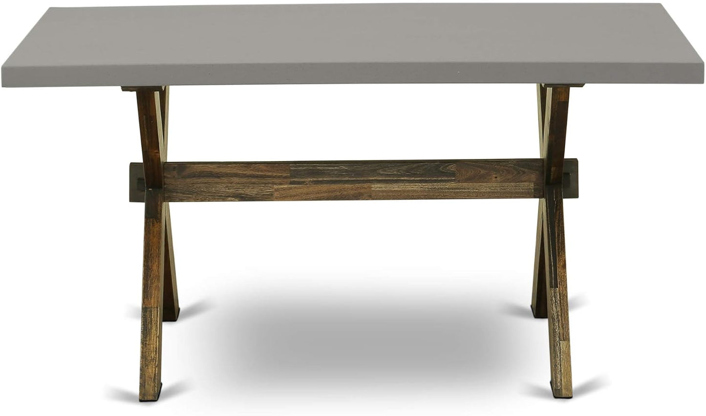 East West Furniture X797FL716-7 7 Piece Dining Table Set Consist of a Rectangle Kitchen Table with X-Legs and 6 Dark Khaki Linen Fabric Upholstered Chairs, 40x72 Inch, Multi-Color