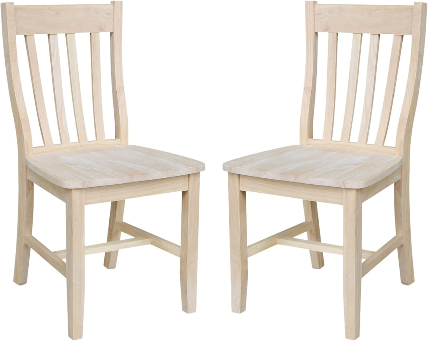 Set of Two Cafe Dining Chairs, Unfinished