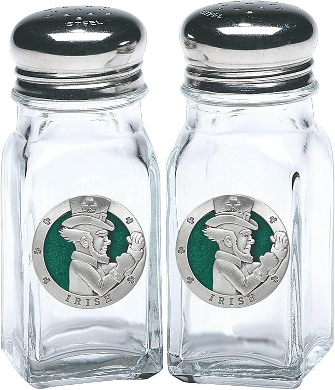 Heritage Pewter Irish Fighter Salt and Pepper Shaker Set of 2 Bottles | Expertly Crafted Pewter Glass