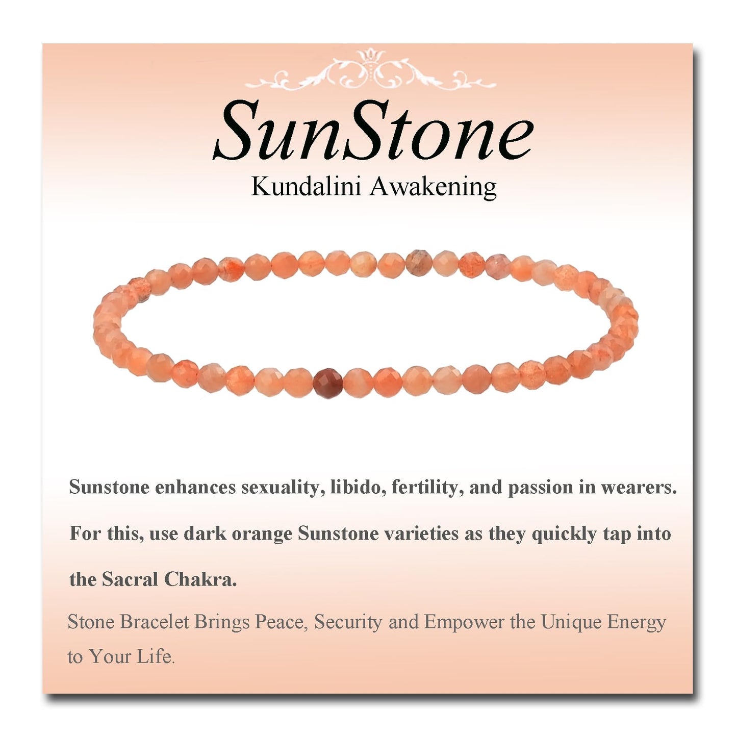 MASSIVE BEADS Natural Genuine Gemstone Beads Healing Crystal Chakra Reiki Jewelry Faceted Round Beads Bracelets (SunStone, 3mm)